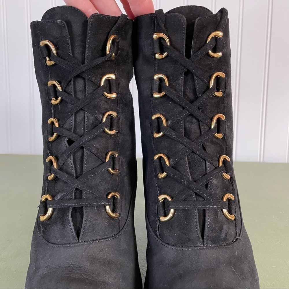 *Rare* Gucci Lace-Up Victorian/Witchy Vibe Boots in Black Suede *Italy* - Picture 4 of 16